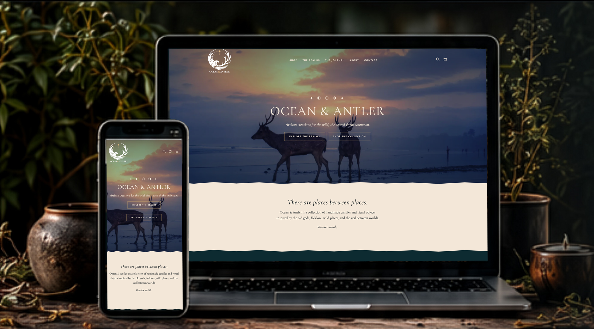 Ocean & Antler website shown on a laptop and phone